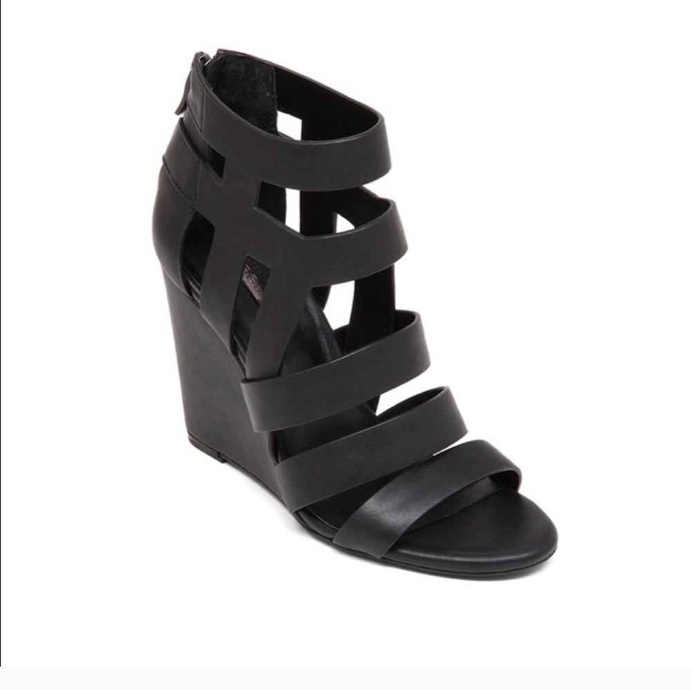BCBC Generation Cages Wedge Sandals  Size 7 Black - Picture 2 of 9